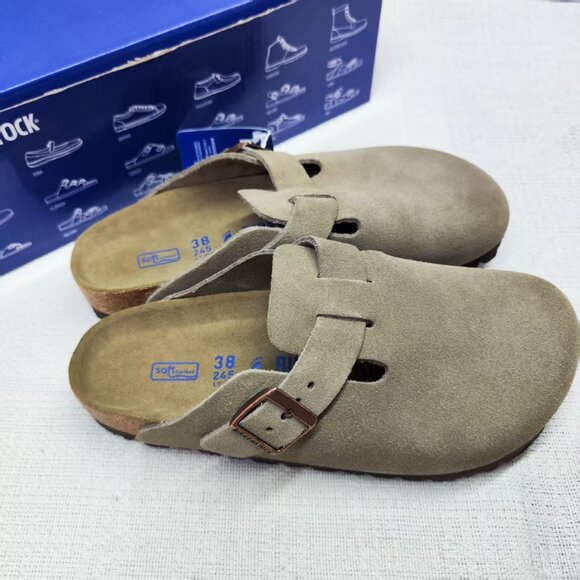 🚈|🚈Birkenstock Boston Women's Taupe Suede Narrow Fit NWT - Picture 4 of 6